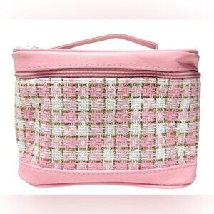 Pink Tweed Cosmetic Bag